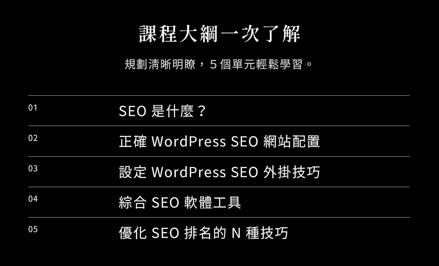 WordPress SEO 優化課程大綱